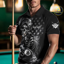 Load image into Gallery viewer, US Flag Grim Reaper 8 Ball Smoke Billiard Shirt For Men Custom Pool Jersey, Billiard Team Shirt TDM5611