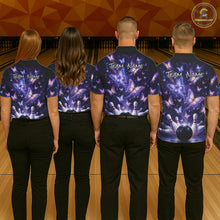 Load image into Gallery viewer, Custom Purple Butterfly Bowling Shirt For Women, Glowing Bowling Team Jersey Polo &amp; 1/4 Zip TDM6225