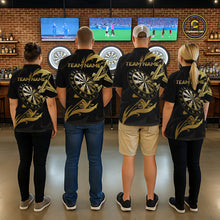 Load image into Gallery viewer, Black And Gold Dartboard Tribal Darts Polo &amp; 1/4 Zip Custom Darts Shirt For Women, Darts Team Jersey TDM5366