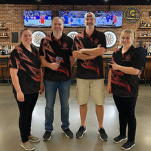 Load image into Gallery viewer, Black And Red Dartboard Tribal Darts Polo &amp; 1/4 Zip Custom Darts Shirt For Women, Darts Team Jersey TDM5367
