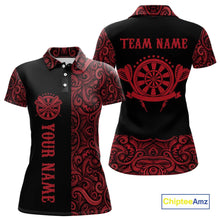 Load image into Gallery viewer, Black And Red Custom Tribal Darts Shirt For Women, Personalized Darts Jersey Team Polo &amp; Quarter Zip TDM5391