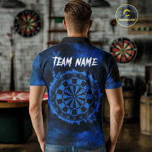 Load image into Gallery viewer, Black And Blue Grunge Skull Butterflies Darts Shirt For Men Custom Dart Jersey Team Polo &amp; 1/4 Zip TDM4993