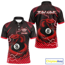 Load image into Gallery viewer, Personalized Red 8 Ball Lightning Cobra Snake Men's Billiards Shirts Custom Pool Team Jerseys TDM5197