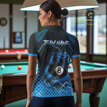Load image into Gallery viewer, Personalized Blue 8 Ball Lightning Cobra Snake Women's Billiards Shirts Custom Pool Team Jerseys TDM5198