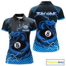Load image into Gallery viewer, Personalized Blue 8 Ball Lightning Cobra Snake Women's Billiards Shirts Custom Pool Team Jerseys TDM5198