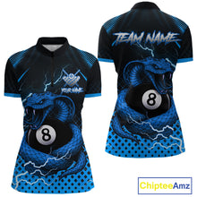 Load image into Gallery viewer, Personalized Blue 8 Ball Lightning Cobra Snake Women's Billiards Shirts Custom Pool Team Jerseys TDM5198