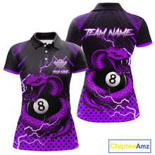 Load image into Gallery viewer, Personalized Purple 8 Ball Lightning Cobra Snake Women's Billiards Shirts Custom Pool Team Jerseys TDM5199