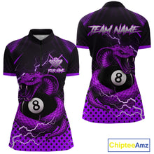 Load image into Gallery viewer, Personalized Purple 8 Ball Lightning Cobra Snake Women's Billiards Shirts Custom Pool Team Jerseys TDM5199