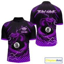 Load image into Gallery viewer, Personalized Purple 8 Ball Lightning Cobra Snake Men's Billiards Shirts Custom Pool Team Jerseys TDM5199