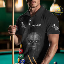 Load image into Gallery viewer, Personalized Grunge Skull Billiard Shirt For Men Custom Pool Team Jersey Polo &amp; 1/4 Zip TDM5920