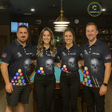 Load image into Gallery viewer, Personalized Grunge Skull Billiard Shirt For Women Custom Pool Team Jersey Polo &amp; 1/4 Zip TDM5920