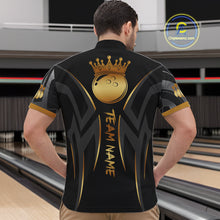 Load image into Gallery viewer, Black And Gold Custom Crown Tribal Bowling Shirt For Men, Bowling Team Jersey Polo &amp; 1/4 Zip TDM6086