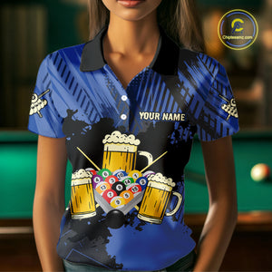 Billiard Pool And Beer That's Why I'm Here Polo & 1/4 Zip For Women Custom Funny Billiard Jersey TDM4833