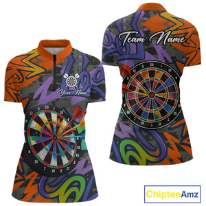 Funny Colorful Dartboard Graffiti Style Darts Shirt For Women Custom Darts Jersey, Darts Gifts TDM4901