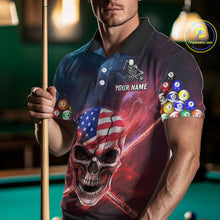 Load image into Gallery viewer, US Flag Patriotic Skull Men's Billiard Shirt Custom Pool Team Shirt Billiard Jersey Polo &amp; 1/4 Zip TDM5140
