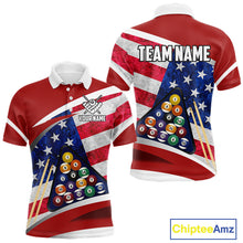 Load image into Gallery viewer, Personalized American Flag Billiard Shirt For Men Custom Patriotic Pool Team Jersey Polo &amp; 1/4 Zip TDM5610