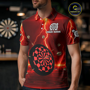 Personalized Dartboard Thunder Lightning Red Darts Shirt For Men Custom Glowing Darts Team Jersey TDM4919