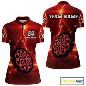 Personalized Dartboard Thunder Lightning Red Darts Shirt For Women Custom Glowing Darts Team Jersey TDM4919