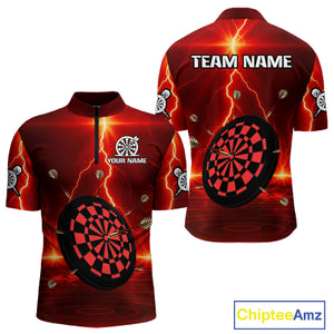 Personalized Dartboard Thunder Lightning Red Darts Shirt For Men Custom Glowing Darts Team Jersey TDM4919