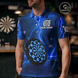 Personalized Dartboard Thunder Lightning Blue Darts Shirt For Men Custom Glowing Darts Team Jersey TDM4920