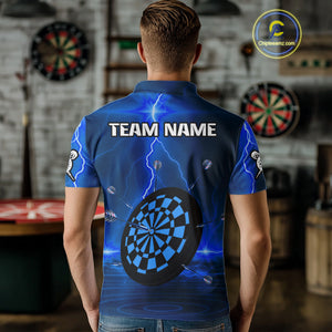 Personalized Dartboard Thunder Lightning Blue Darts Shirt For Men Custom Glowing Darts Team Jersey TDM4920