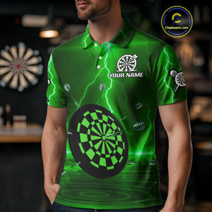 Personalized Dartboard Thunder Lightning Green Darts Shirt For Men Custom Glowing Darts Jersey TDM4921