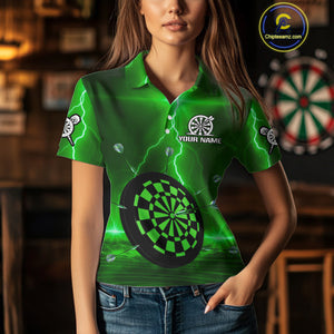 Personalized Dartboard Thunder Lightning Green Darts Shirt For Women Custom Glowing Darts Jersey TDM4921