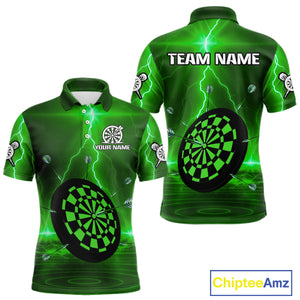 Personalized Dartboard Thunder Lightning Green Darts Shirt For Men Custom Glowing Darts Jersey TDM4921
