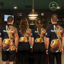 Load image into Gallery viewer, Personalized Fire Flame 9 Ball Pool Golden Billiard Shirt For Women, Billiard Jersey Polo &amp; 1/4 Zip TDM5348
