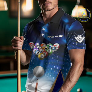 Blue Billiard Jersey For Men Custom 3D Billiard Tournament Shirt, Pool Team Jersey Polo & 1/4 Zip TDM4930