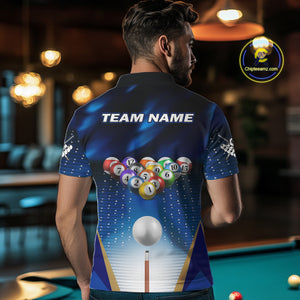 Blue Billiard Jersey For Men Custom 3D Billiard Tournament Shirt, Pool Team Jersey Polo & 1/4 Zip TDM4930