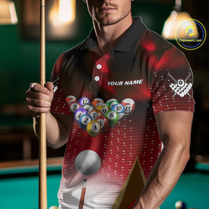 Red Billiard Jersey For Men Custom 3D Billiard Tournament Shirt, Pool Team Jersey Polo & 1/4 Zip TDM4931