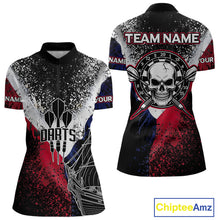 Load image into Gallery viewer, Custom Red And Blue Skull Dartboard Grunge Dart Shirts For Women Dart Team Jerseys NYN0076