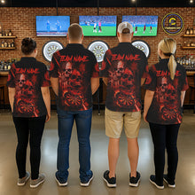 Load image into Gallery viewer, Custom Red Smokes Grunge Skull Men Darts Quarter- Zip Shirt US Flag Skull Dart League Jerseys NYN2123