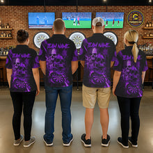 Load image into Gallery viewer, Custom Purple Smokes Grunge Skull Women Darts Quarter- Zip Shirt US Flag Skull Dart League Jerseys NYN2124