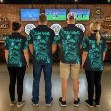 Load image into Gallery viewer, Custom Turquoise Smokes Grunge Skull Men Darts Quarter- Zip Shirt US Flag Skull Dart League Jerseys NYN2125