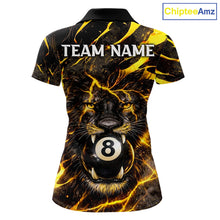 Load image into Gallery viewer, Black And Yellow Tiger Crown 8 Ball Pool Billiard Shirt For Women Personalized Billiard Team Apparel NYN2632