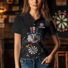 Load image into Gallery viewer, Custom Patriotic Funny Eagle Dartboard Women Darts Polo &amp; Quarter-Zip Shirt Personalized Dart Jerseys NYN2771