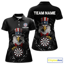 Load image into Gallery viewer, Custom Patriotic Funny Eagle Dartboard Women Darts Polo &amp; Quarter-Zip Shirt Personalized Dart Jerseys NYN2771