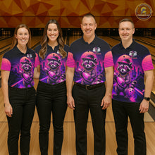 Load image into Gallery viewer, Funny Rich Raccoon Bowling Shirts For Men Custom Neon Bowling Polo &amp; Quarter-Zip Jerseys NYN3415