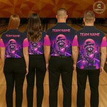Load image into Gallery viewer, Funny Rich Raccoon Bowling Shirts For Men Custom Neon Bowling Polo &amp; Quarter-Zip Jerseys NYN3415