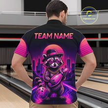 Load image into Gallery viewer, Funny Rich Raccoon Bowling Shirts For Men Custom Neon Bowling Polo &amp; Quarter-Zip Jerseys NYN3415
