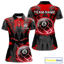 Load image into Gallery viewer, Black And Red Crack 8 Ball Pool Billiard Apparel For Women Custom Billiard Team Shirt Designs NYN2406