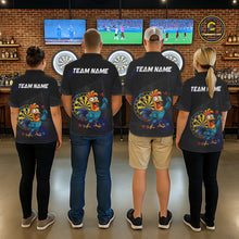 Load image into Gallery viewer, Colorful Rooster Funny Women Darts Polo &amp; 1/4-Zip Shirt Custom Grunge Blue Dart Attire For Darters NYN3004