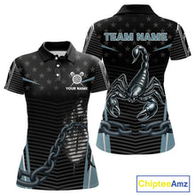 Load image into Gallery viewer, Flame Darts &amp; Scorpion Women's Darts Shirt - Custom Name For Steel Blue Darts Jersey NYN0454