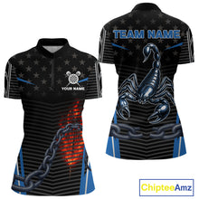Load image into Gallery viewer, Flame Dart Arrow &amp; Scorpion Women's Darts Shirt - Custom Name For Blue Darts Jersey NYN0455