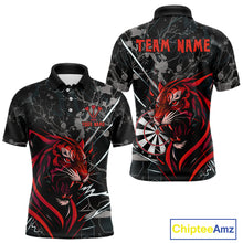 Load image into Gallery viewer, Custom Men's Darts Polo Shirt Fierce Tiger &amp; Dartboard - Personalized Name &amp; Team NYN0711