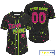 Load image into Gallery viewer, Custom Green Pink Grunge Baseball Shirt For Men Colorful Baseball Team Jerseys NYN1593
