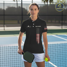 Load image into Gallery viewer, Custom Red Grunge Skull Pickleball Ball League Jerseys For Women US Flag Pickleball Shirts NYN2150
