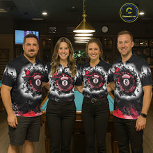 Load image into Gallery viewer, Black, White &amp; Red Billiard 8 Ball Pool Shirt For Women Custom Butterfly Grunge Team Billiard Jersey NYN3439